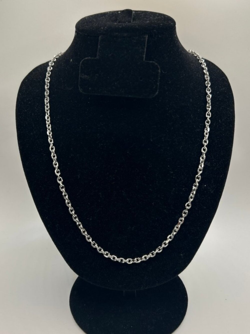 Vintage Real Silver Link Chain 22 Inch Plated Stainless Steel Waterproof New